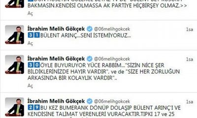 Melih Gökçek: Bülent Arınç seni istemiyoruz