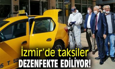 İzmir’de taksiler dezenfekte ediliyor