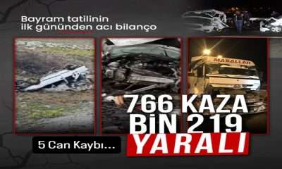 Bayram tatilinin ilk gününün acı bilançosu: 766 kaza, bin 219 yaralı