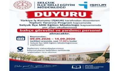 SELÇUK’TA OKULLARA BAHÇE GÖREVLİSİ VE YARDIMCI PERSONEL ALINACAK